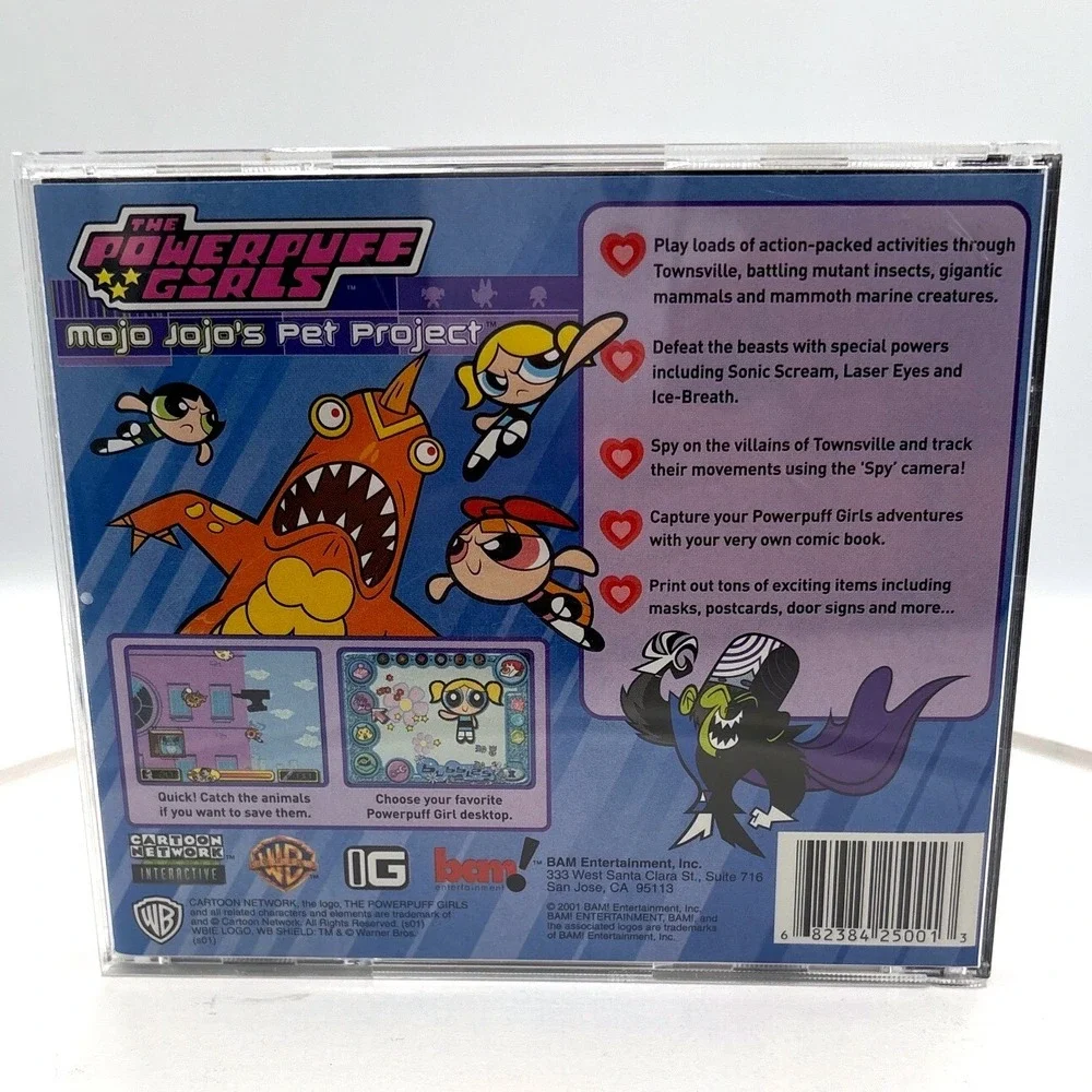 BAM! Powerpuff Girls Mojo Jojo's Pet Project PC CD-ROM Blue Y2K Retro Game 2001
